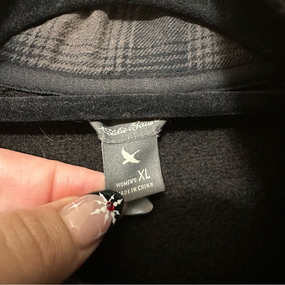 Eddie Bauer Radiator Button Front High Neck Field Jacket Women XL Black - Picture 3 of 5